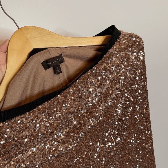 The Limited Champagne Sequin Holiday NYE Skirt Size M - Picture 2 of 8